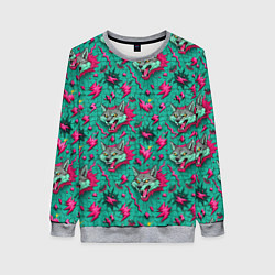Женский свитшот Паттерн объемные волки