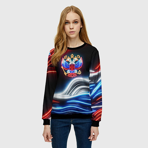 Женский свитшот Неоновые флаг и греб / 3D-Черный – фото 3