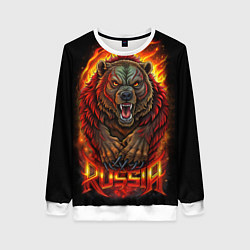 Свитшот женский Русский агрессивный медведь, цвет: 3D-белый