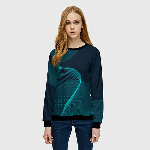 Женский свитшот Извилистые линии трансформации / 3D-Черный – фото 3