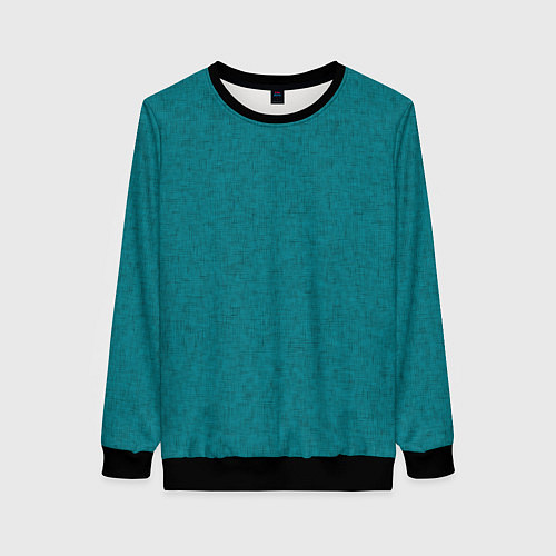 Женский свитшот Сине-зелёный однотонный текстурированный / 3D-Черный – фото 1