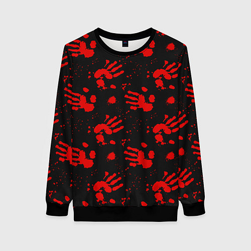 Женский свитшот Blood hands паттерн / 3D-Черный – фото 1