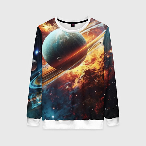 Женский свитшот Большая планета / 3D-Белый – фото 1
