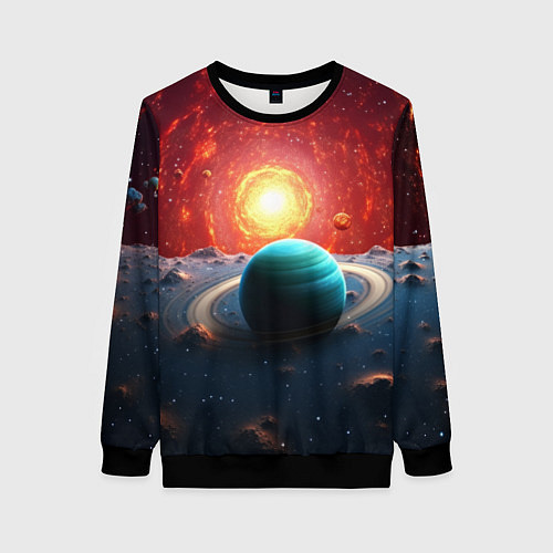 Женский свитшот Космос и разные планеты / 3D-Черный – фото 1