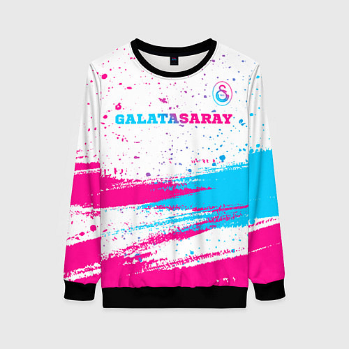 Женский свитшот Galatasaray neon gradient style посередине / 3D-Черный – фото 1