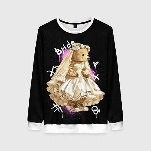 Женский свитшот Невеста - медведь / 3D-Белый – фото 1