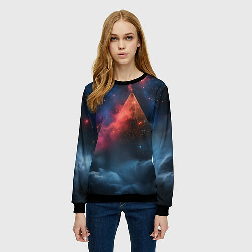 Женский свитшот Космическая абстракция пирамида / 3D-Черный – фото 3