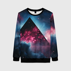 Свитшот женский Космическая пирамида, цвет: 3D-черный