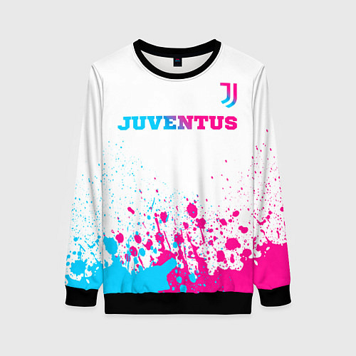 Женский свитшот Juventus neon gradient style посередине / 3D-Черный – фото 1