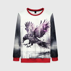 Женский свитшот Черный ворон и город