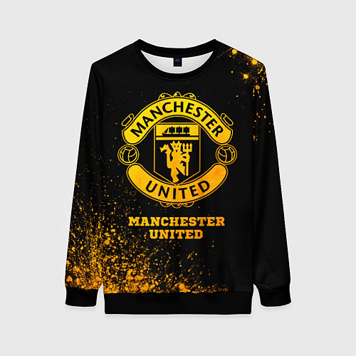 Женский свитшот Manchester United - gold gradient / 3D-Черный – фото 1