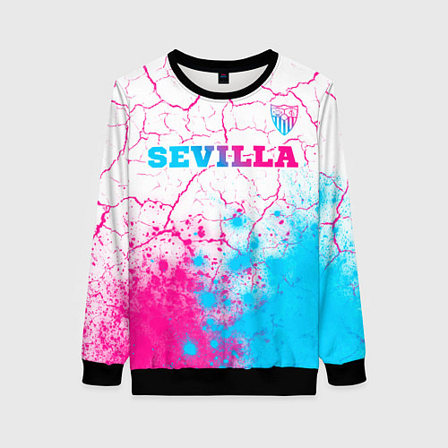 Женский свитшот Sevilla neon gradient style посередине / 3D-Черный – фото 1