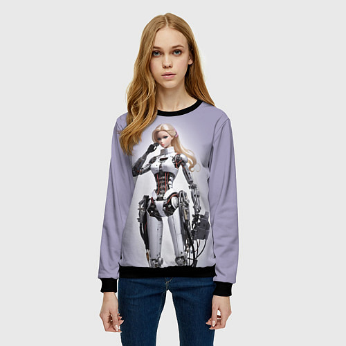 Женский свитшот Barbie cyberpunk - ai art fantasy / 3D-Черный – фото 3