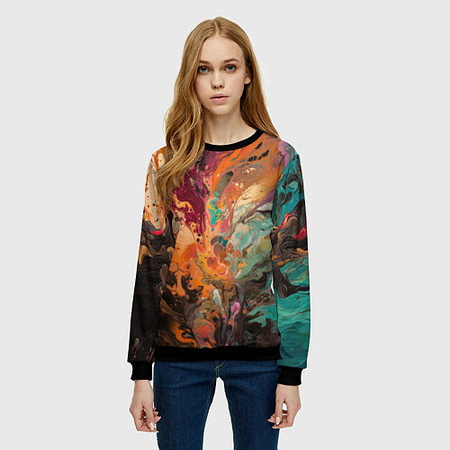Женский свитшот Красочный хаос / 3D-Черный – фото 3