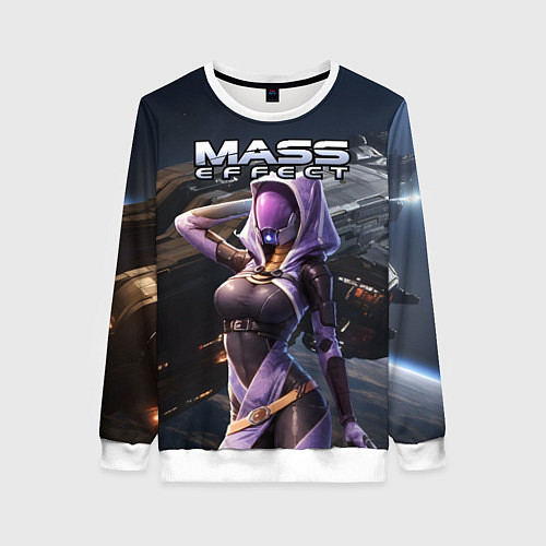 Женский свитшот Mass Effect ТалиЗора и космический корабль / 3D-Белый – фото 1