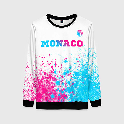 Женский свитшот Monaco neon gradient style посередине / 3D-Черный – фото 1