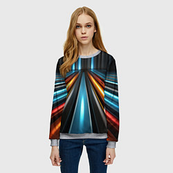 Свитшот женский Неоновый путь из труб, цвет: 3D-меланж — фото 2