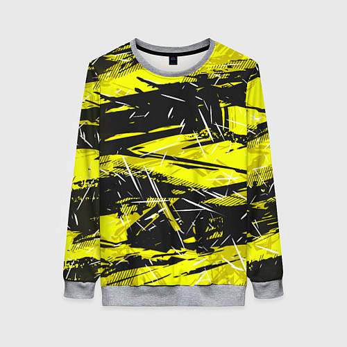 Женский свитшот Yellow geometry - спортивный узор / 3D-Меланж – фото 1