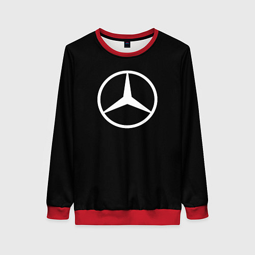 Женский свитшот Mercedes benz logo white / 3D-Красный – фото 1