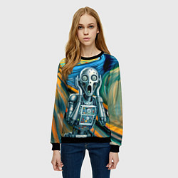 Свитшот женский Робот кричит на картине Эдварда Мунка, цвет: 3D-черный — фото 2