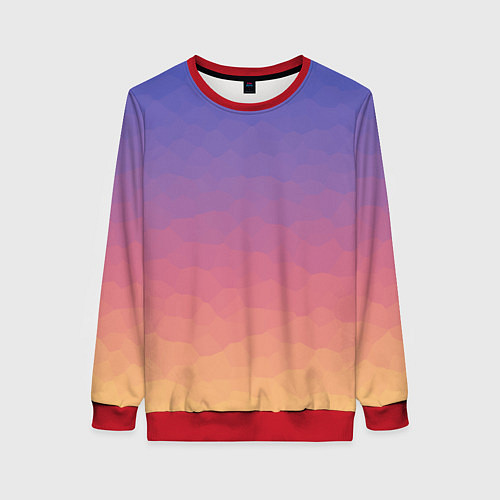 Женский свитшот Эффект рассвета градиентом с кристаллизацией / 3D-Красный – фото 1