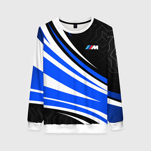 Женский свитшот BMW M - синие волны / 3D-Белый – фото 1