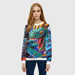Свитшот женский Фантастическая космическая композиция с драконом -, цвет: 3D-белый — фото 2