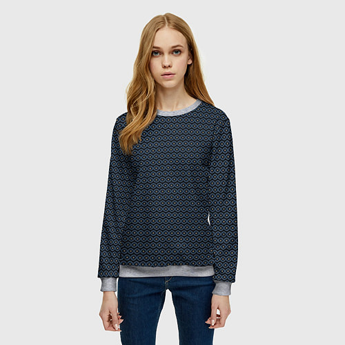 Женский свитшот Тёмный синий узором / 3D-Меланж – фото 3