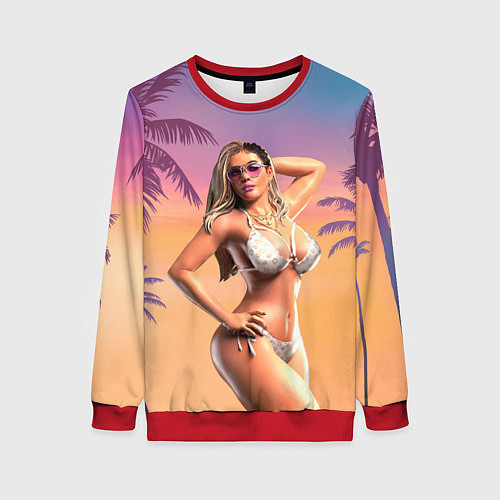 Женский свитшот Люсия в купальнике Gta 6 / 3D-Красный – фото 1