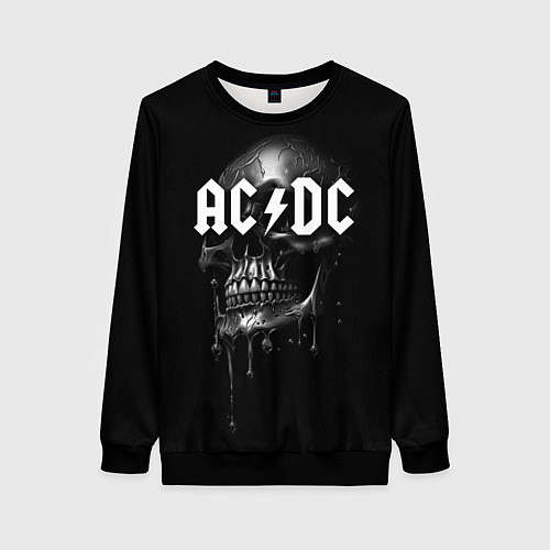Женский свитшот AC DC - большой череп с подтеками / 3D-Черный – фото 1