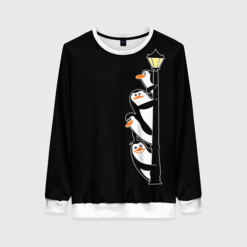 Женский свитшот Пингвины на фонарном столбе / 3D-Белый – фото 1