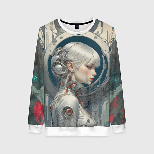 Женский свитшот Платиновая девушка-андроид / 3D-Белый – фото 1