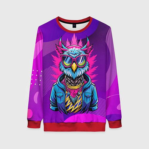 Женский свитшот Стильная сова в одежде / 3D-Красный – фото 1