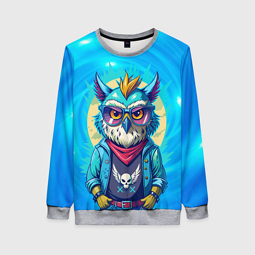 Женский свитшот Сова в одежде на стиле / 3D-Меланж – фото 1