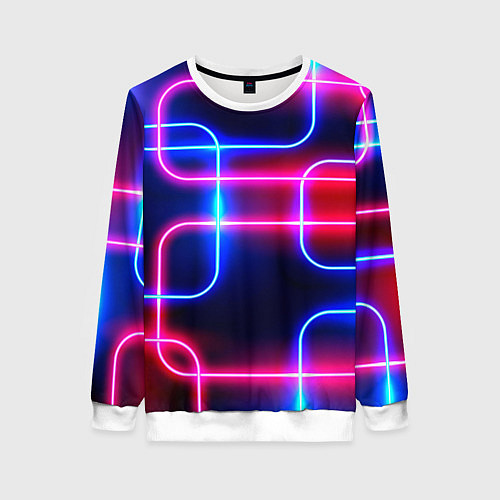 Женский свитшот Светящиеся неоновые дуги / 3D-Белый – фото 1