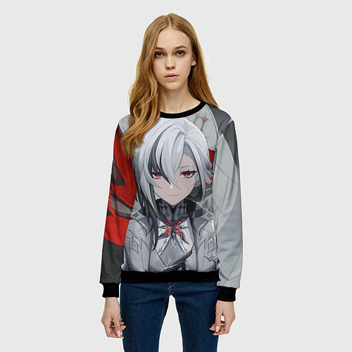 Женский свитшот Arlecchino Genshin Impact / 3D-Черный – фото 3