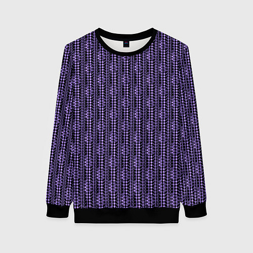 Женский свитшот Чёрно-фиолетовый текстурированный узор / 3D-Черный – фото 1