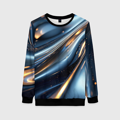 Женский свитшот Синяя обтекаемая текстура / 3D-Черный – фото 1