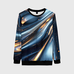 Свитшот женский Синяя обтекаемая текстура, цвет: 3D-черный