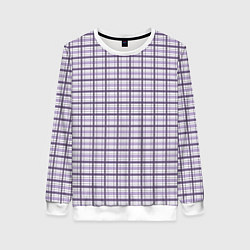 Свитшот женский Холодный сиреневый клетчатый, цвет: 3D-белый