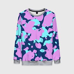 Свитшот женский Паттерн с сиреневыми и голубыми пятнами, цвет: 3D-меланж