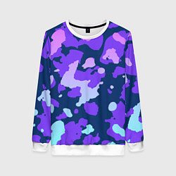 Свитшот женский Паттерн с розовыми фиолетовыми и голубыми пятнами, цвет: 3D-белый