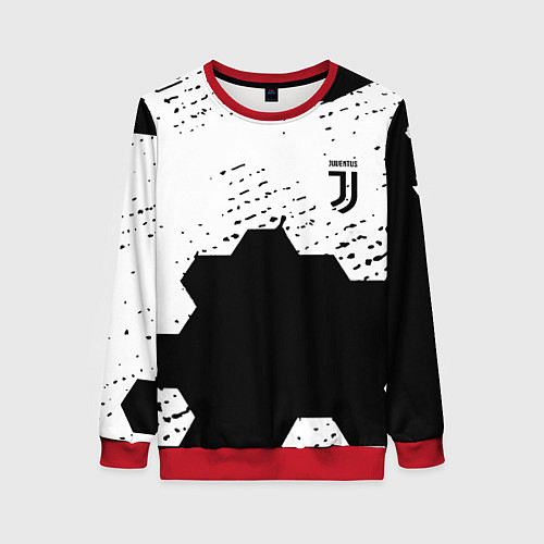 Женский свитшот Juventus hexagon black sport / 3D-Красный – фото 1