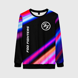 Свитшот женский Foo Fighters neon rock lights, цвет: 3D-черный