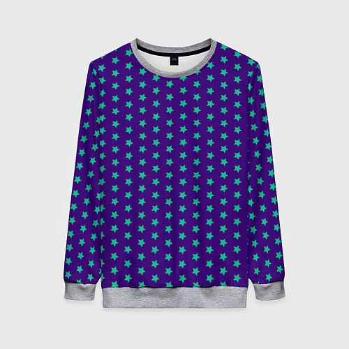 Женский свитшот Зеленые звезды паттерн / 3D-Меланж – фото 1