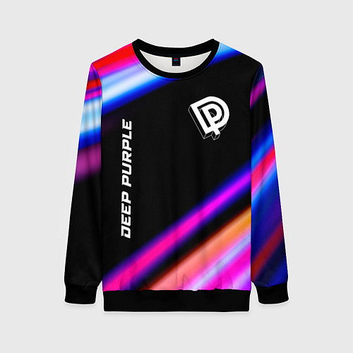 Женский свитшот Deep Purple neon rock lights / 3D-Черный – фото 1
