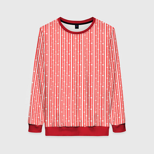 Женский свитшот Светло-красный полосы с горошками / 3D-Красный – фото 1