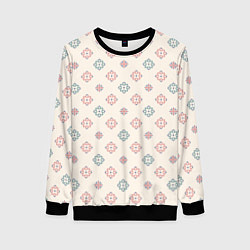 Свитшот женский Винтажный орнамент на светлом фоне, цвет: 3D-черный