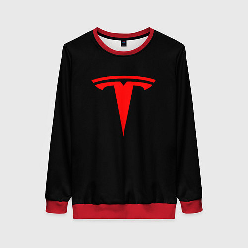 Женский свитшот Tesla red logo / 3D-Красный – фото 1