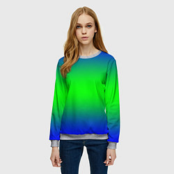 Свитшот женский Зелёный градиент текстура, цвет: 3D-меланж — фото 2